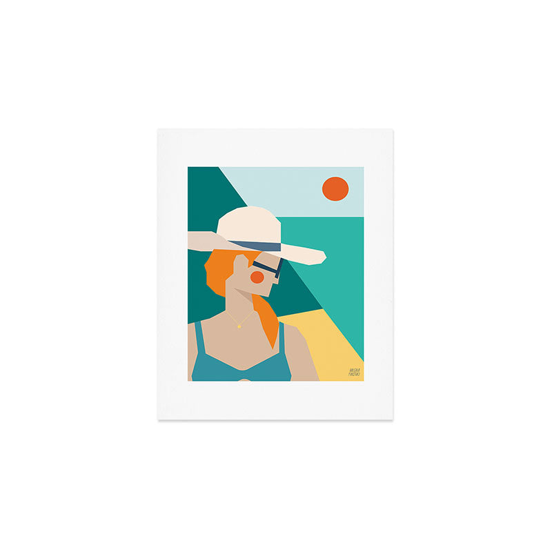 Lady at the beach in Italy Art Print Gallery Image 1