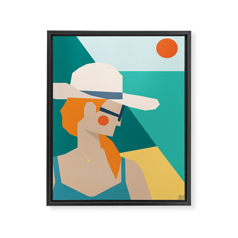 Lady at the beach in Italy Framed Canvas Print Gallery Image 8