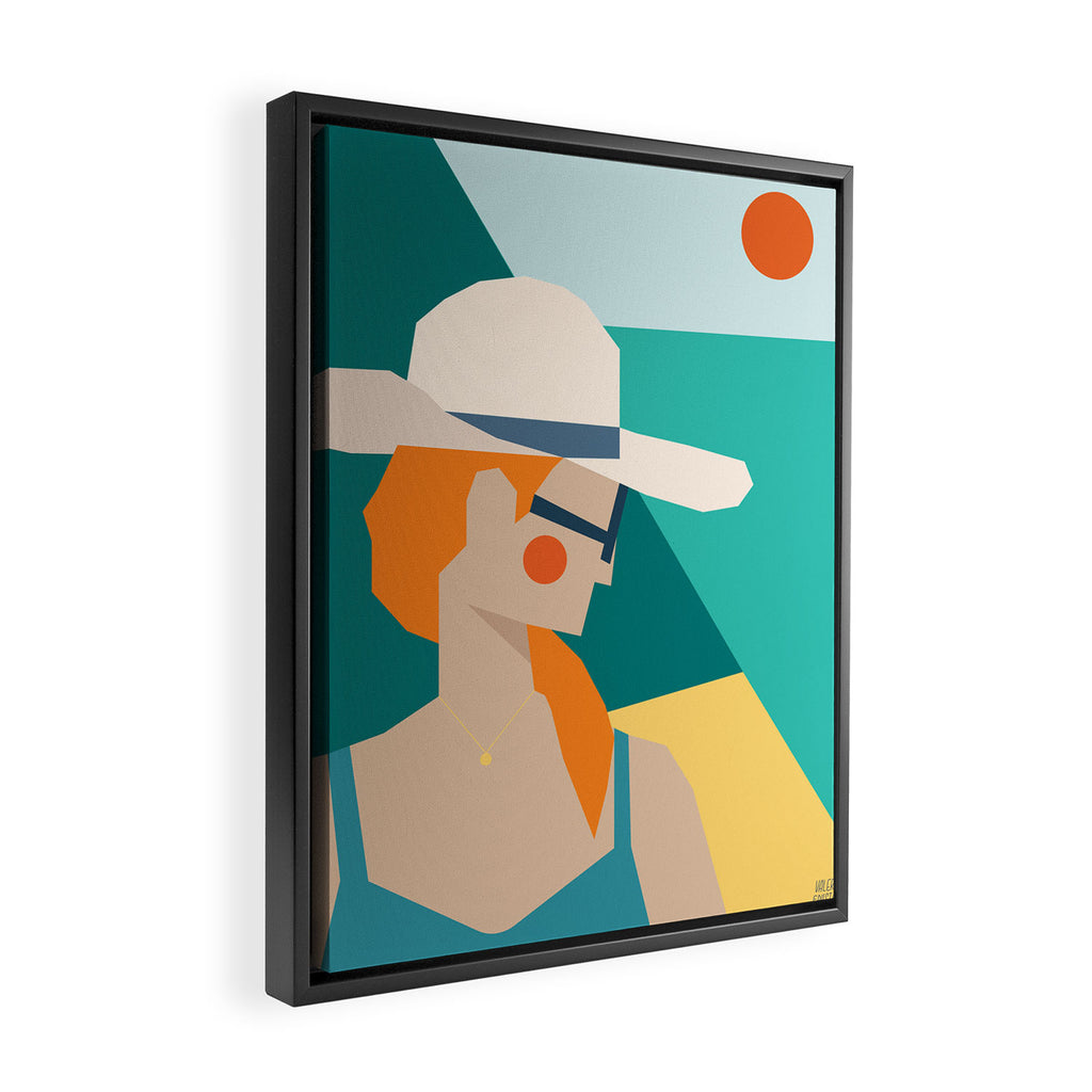 Lady at the beach in Italy Framed Canvas Print Gallery Image 2