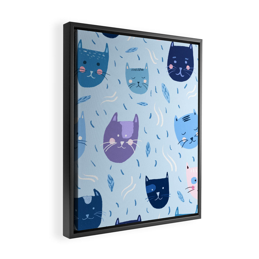 Little blue cats Framed Canvas Print Gallery Image 2
