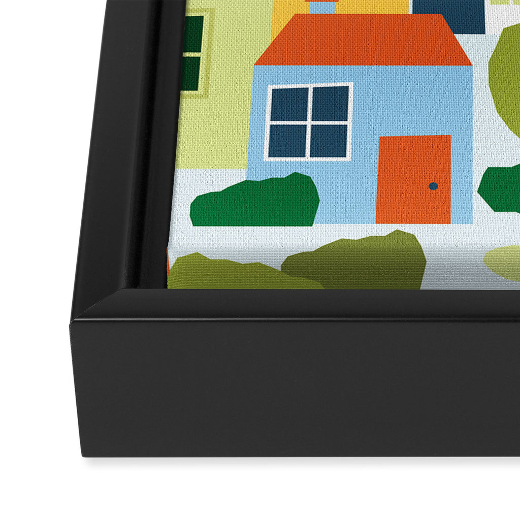 Little colorful houses Framed Canvas Print Gallery Image 3