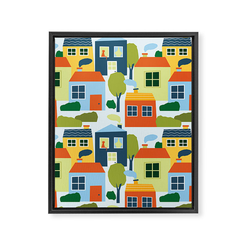 Little colorful houses Framed Canvas Print Gallery Image 8