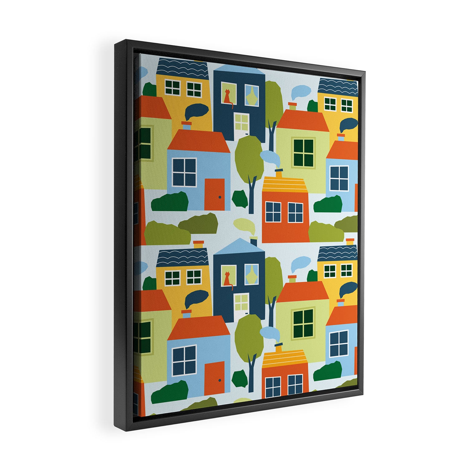 Little colorful houses Framed Canvas Print Gallery Image 2