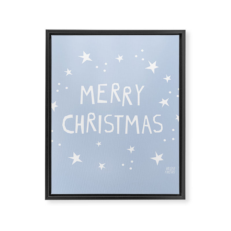 Merry Christmas light blue and white  Framed Canvas Print Gallery Image 8