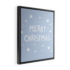 Merry Christmas light blue and white  Framed Canvas Print Gallery Image 2