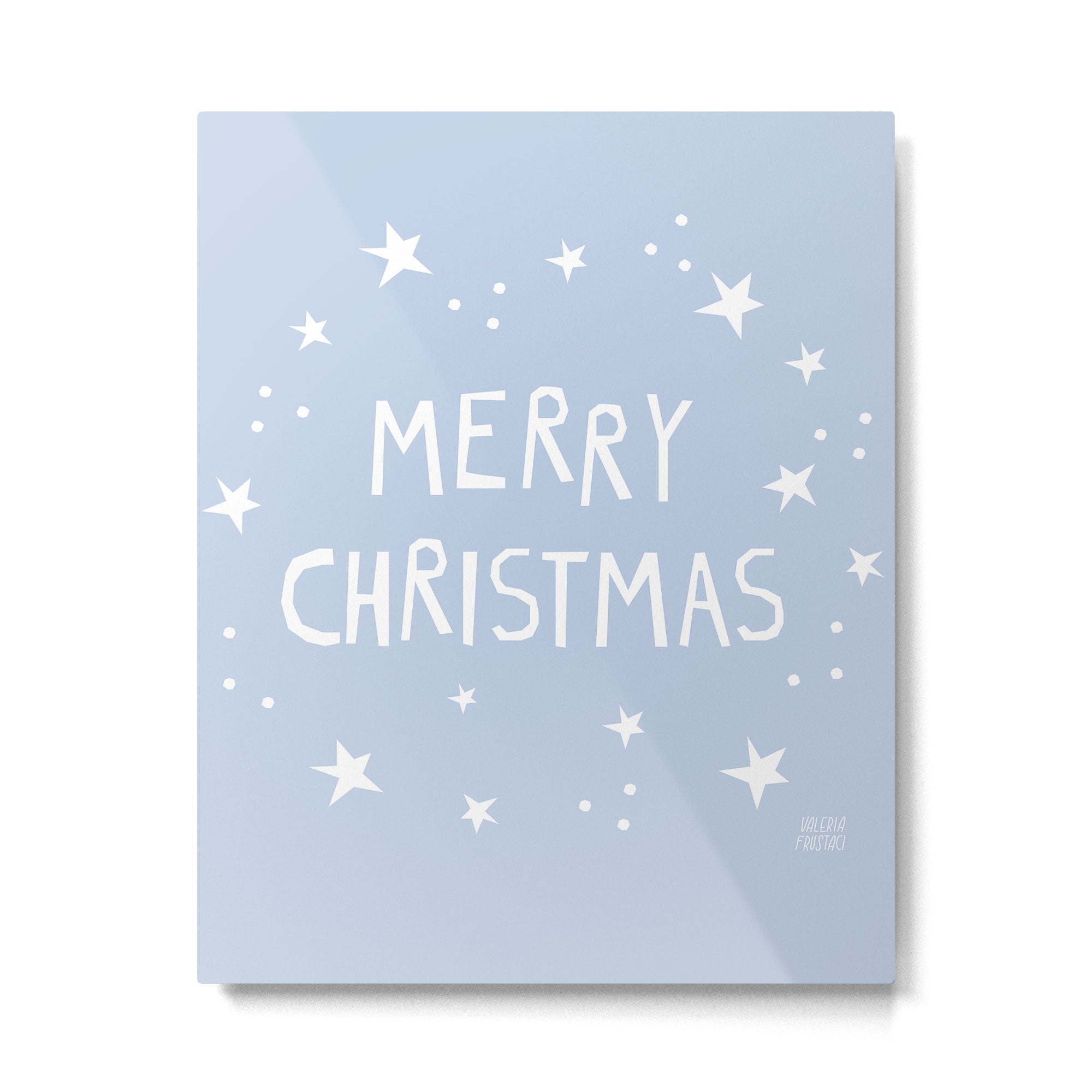 Merry Christmas light blue and white  Metal Print Gallery Image 6