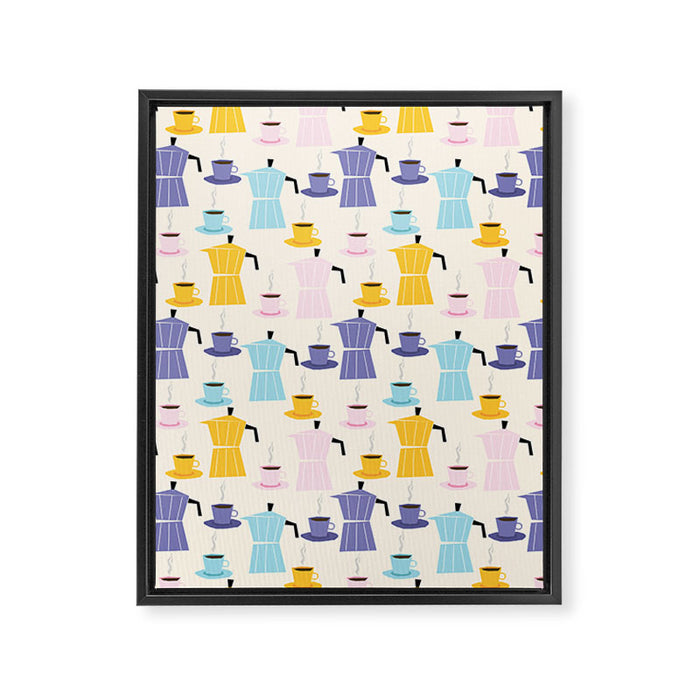 Moka coffee pattern Framed Canvas Print Gallery Image 1