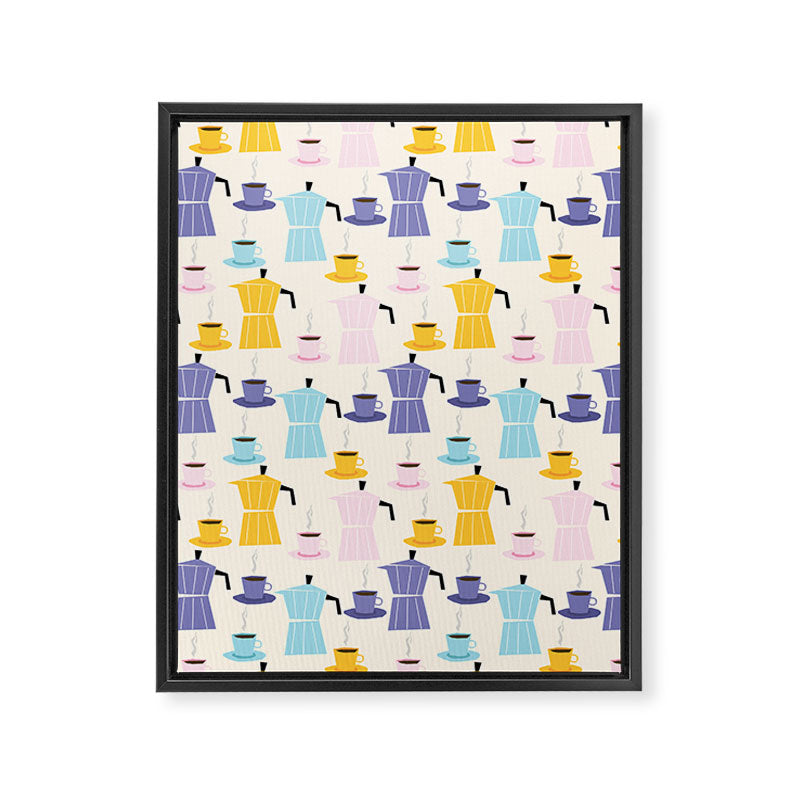 Moka coffee pattern Framed Canvas Print Gallery Image 8