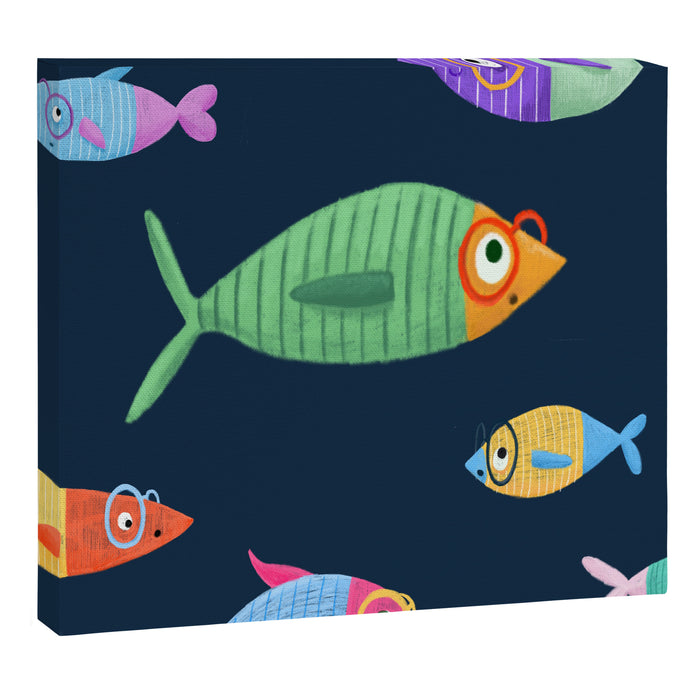 Multicolor fishes - blue Canvas Print Gallery Image 1