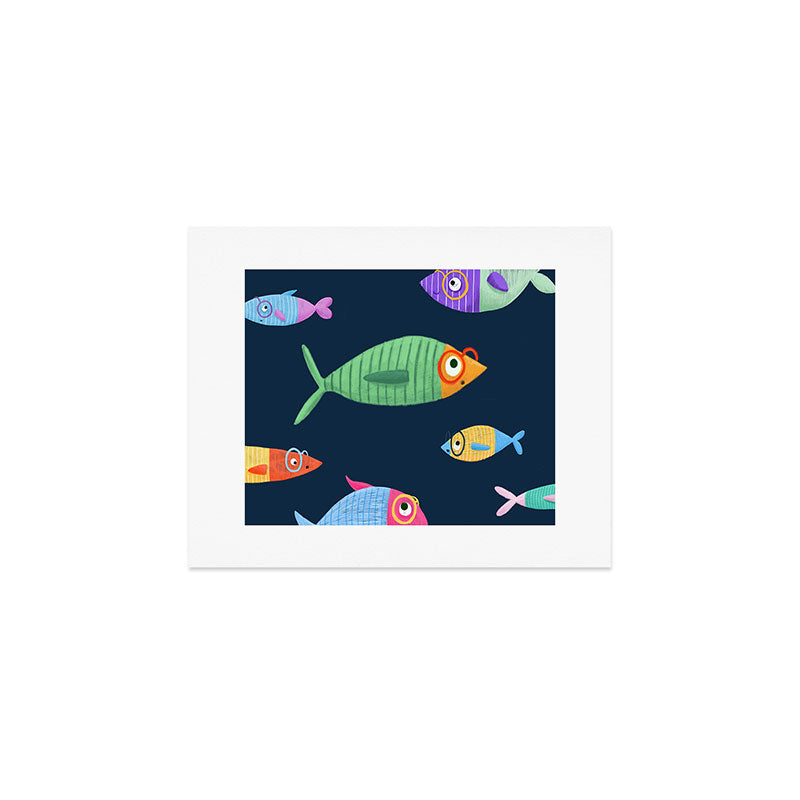 Multicolor fishes - blue Art Print Gallery Image 1