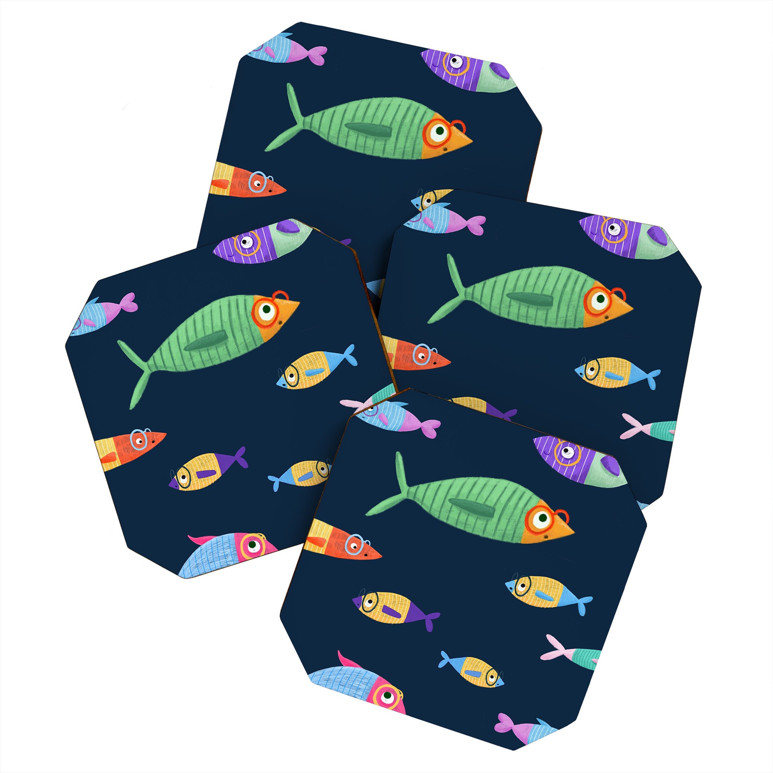 Multicolor fishes - blue Coaster Gallery Image 1