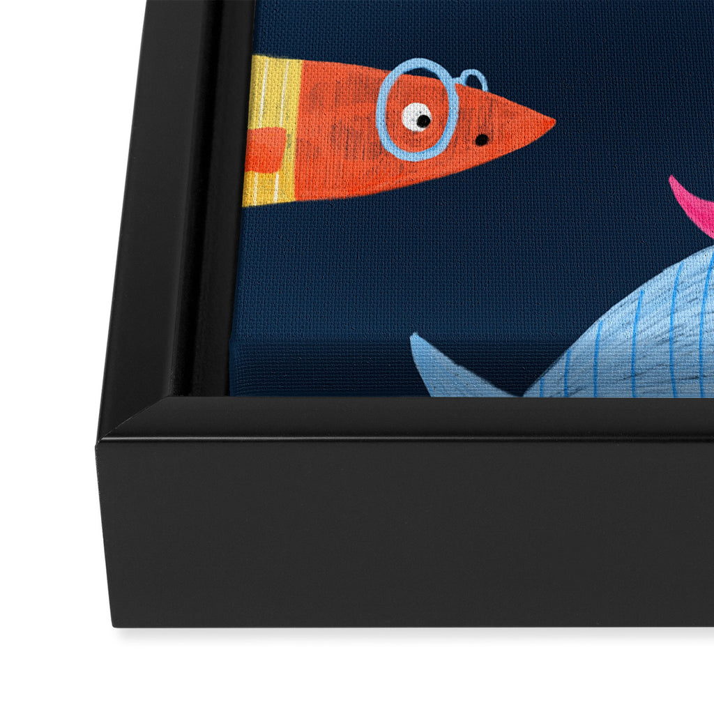 Multicolor fishes - blue Framed Canvas Print Gallery Image 3