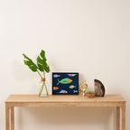 Multicolor fishes - blue Framed Canvas Print Gallery Image 4