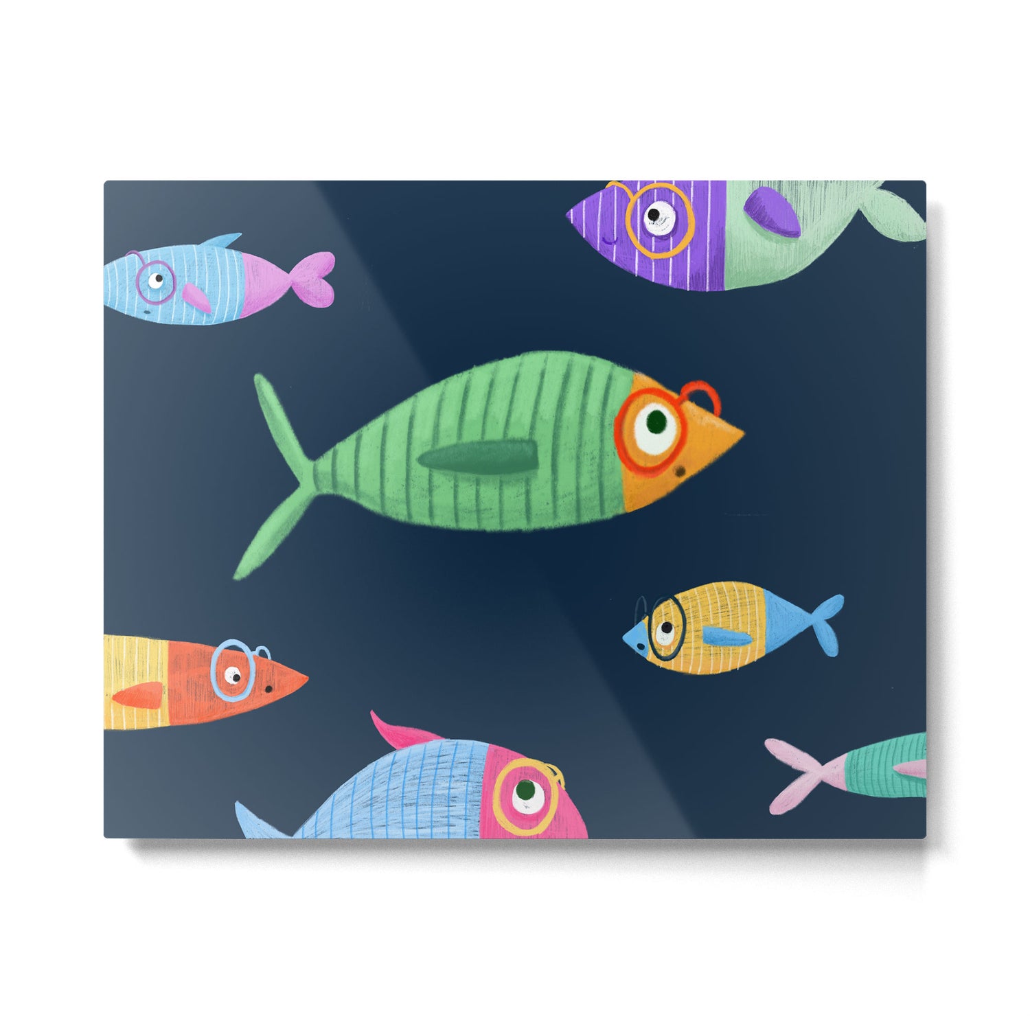 Multicolor fishes - blue Metal Print Gallery Image 6