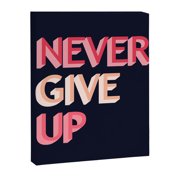 Never give up - pink Canvas Print Gallery Image 1