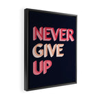 Never give up - pink Framed Canvas Print Gallery Image 2