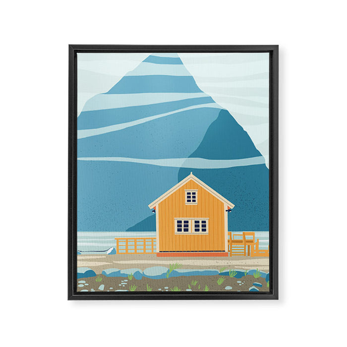 Norway, tiny house on an island Framed Canvas Print Gallery Image 1