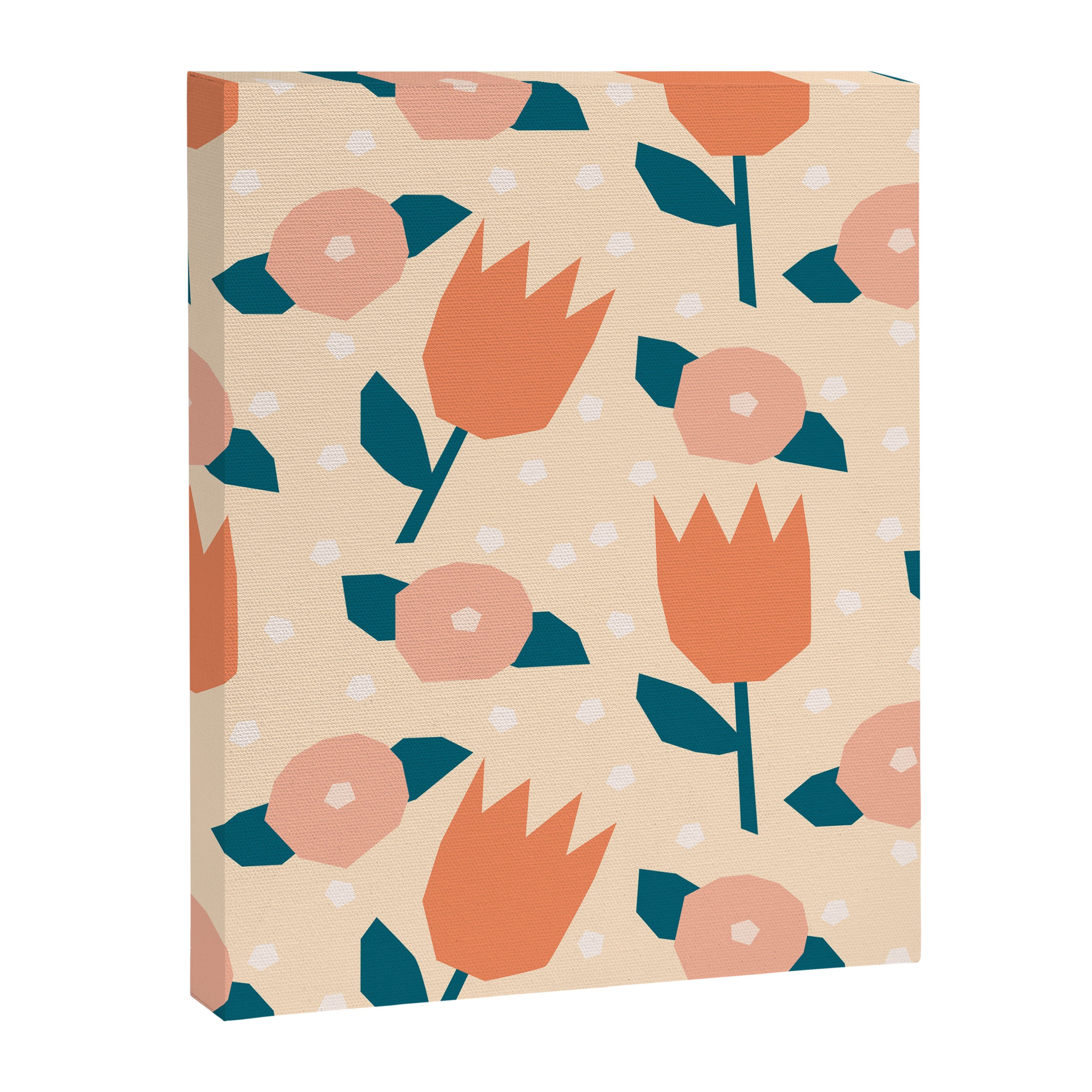 Papercut style pink and orange flowers Canvas Print Gallery Image 8