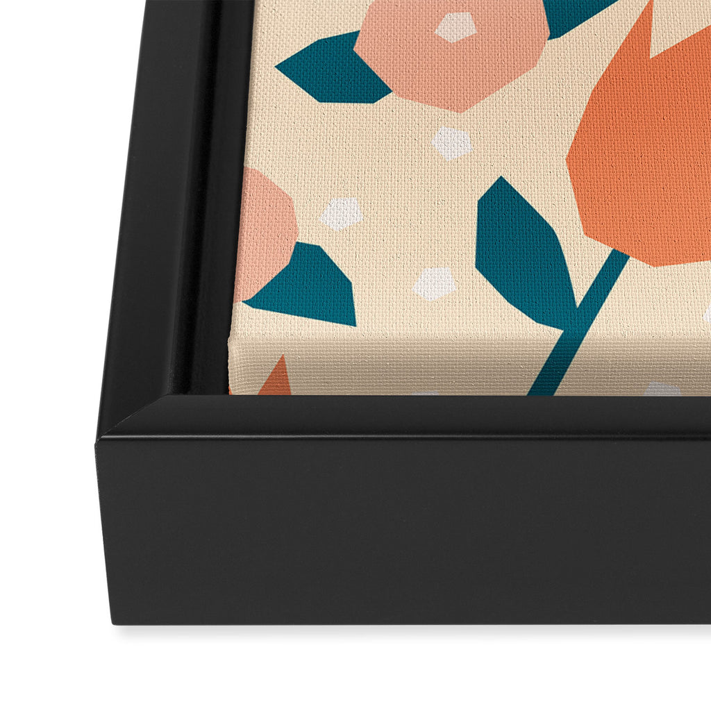 Papercut style pink and orange flowers Framed Canvas Print Gallery Image 3