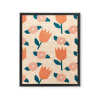 Papercut style pink and orange flowers Framed Canvas Print Gallery Image 8