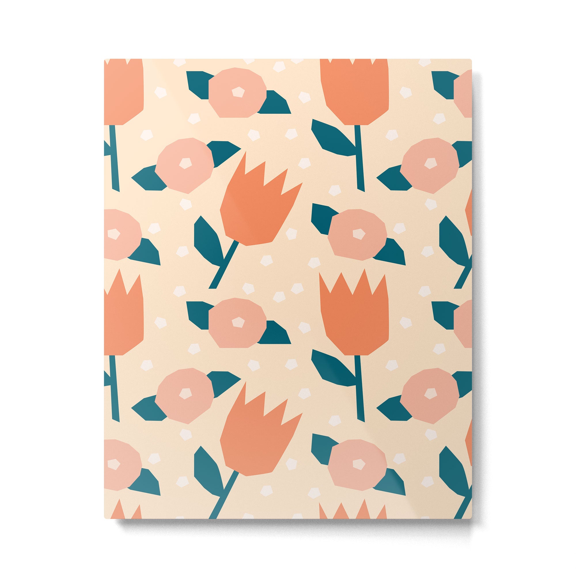 Papercut style pink and orange flowers Metal Print Gallery Image 6