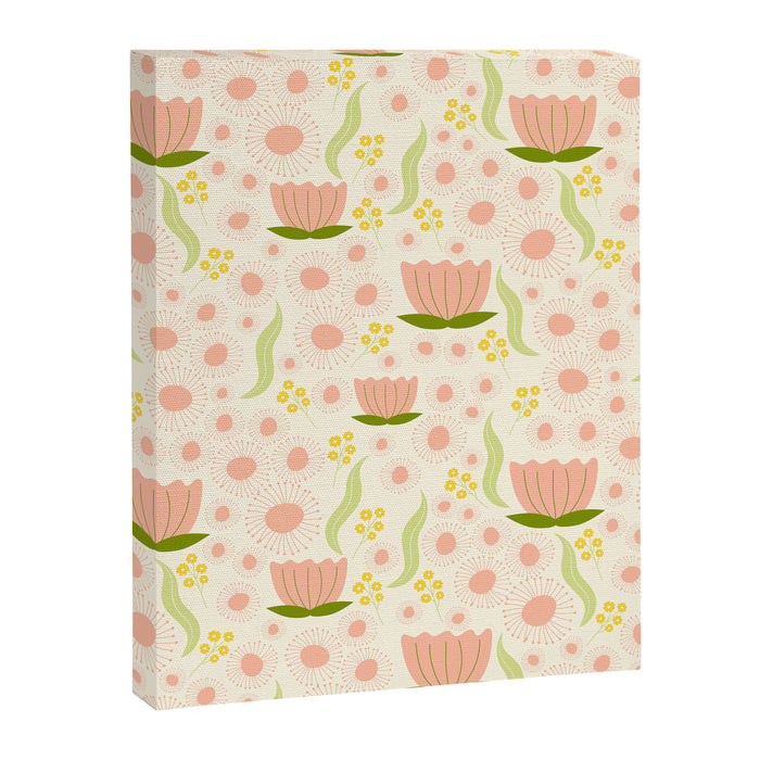 Peach pink flowers pattern Canvas Print Gallery Image 1