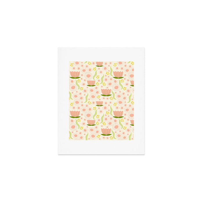 Peach pink flowers pattern Art Print Gallery Image 1