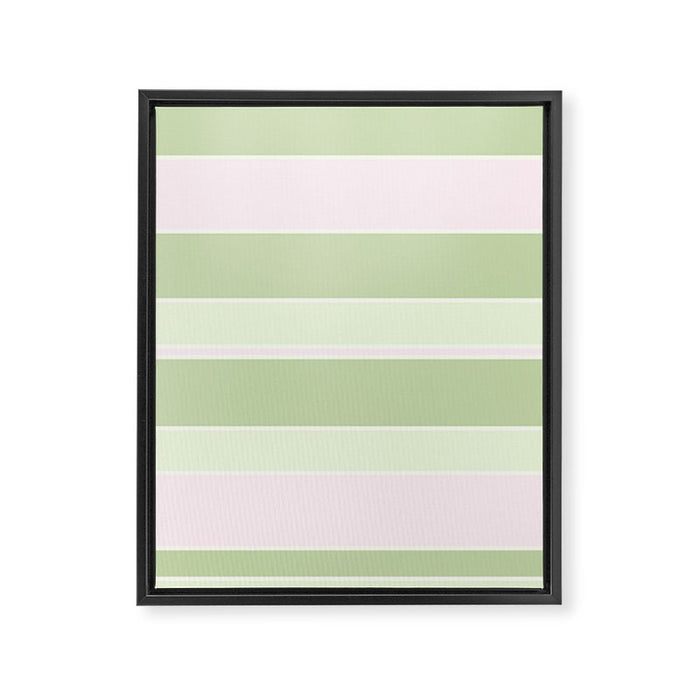 Pink and green stripes Framed Canvas Print Gallery Image 1