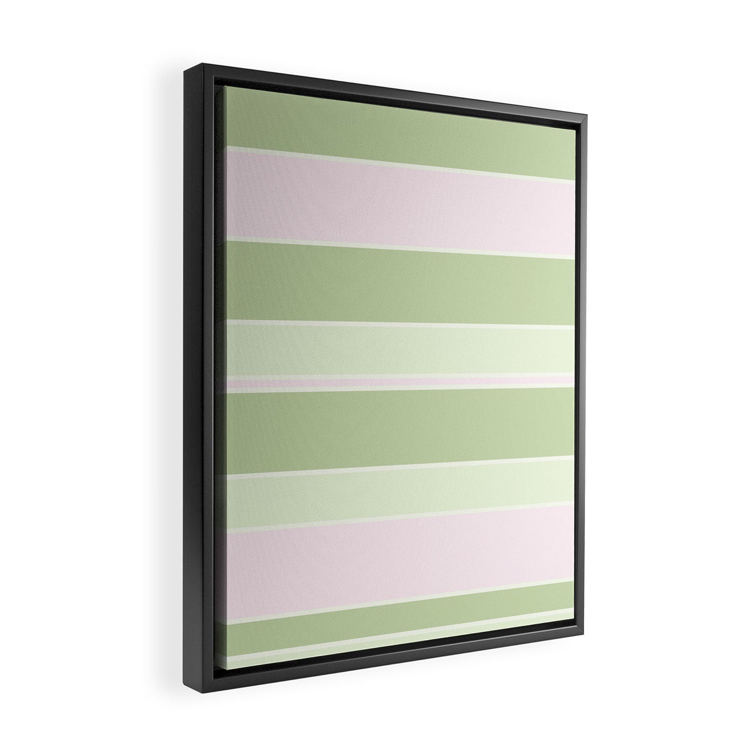 Pink and green stripes Framed Canvas Print Gallery Image 2