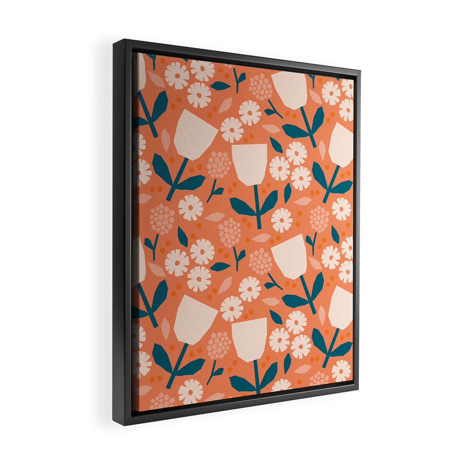 Pink and orange flowers Framed Canvas Print Gallery Image 2