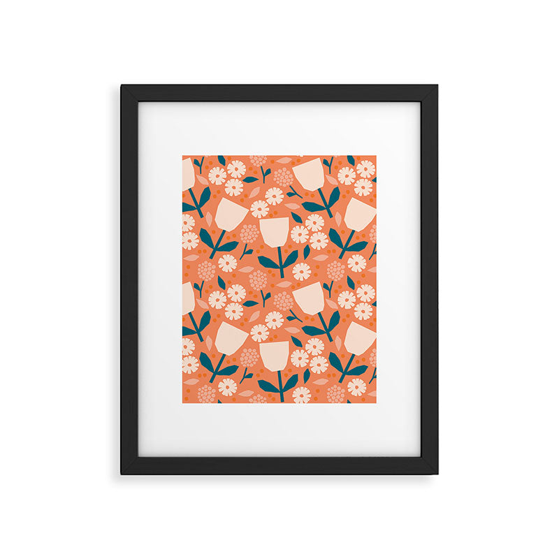 Pink and orange flowers Framed Art Print Gallery Image 6
