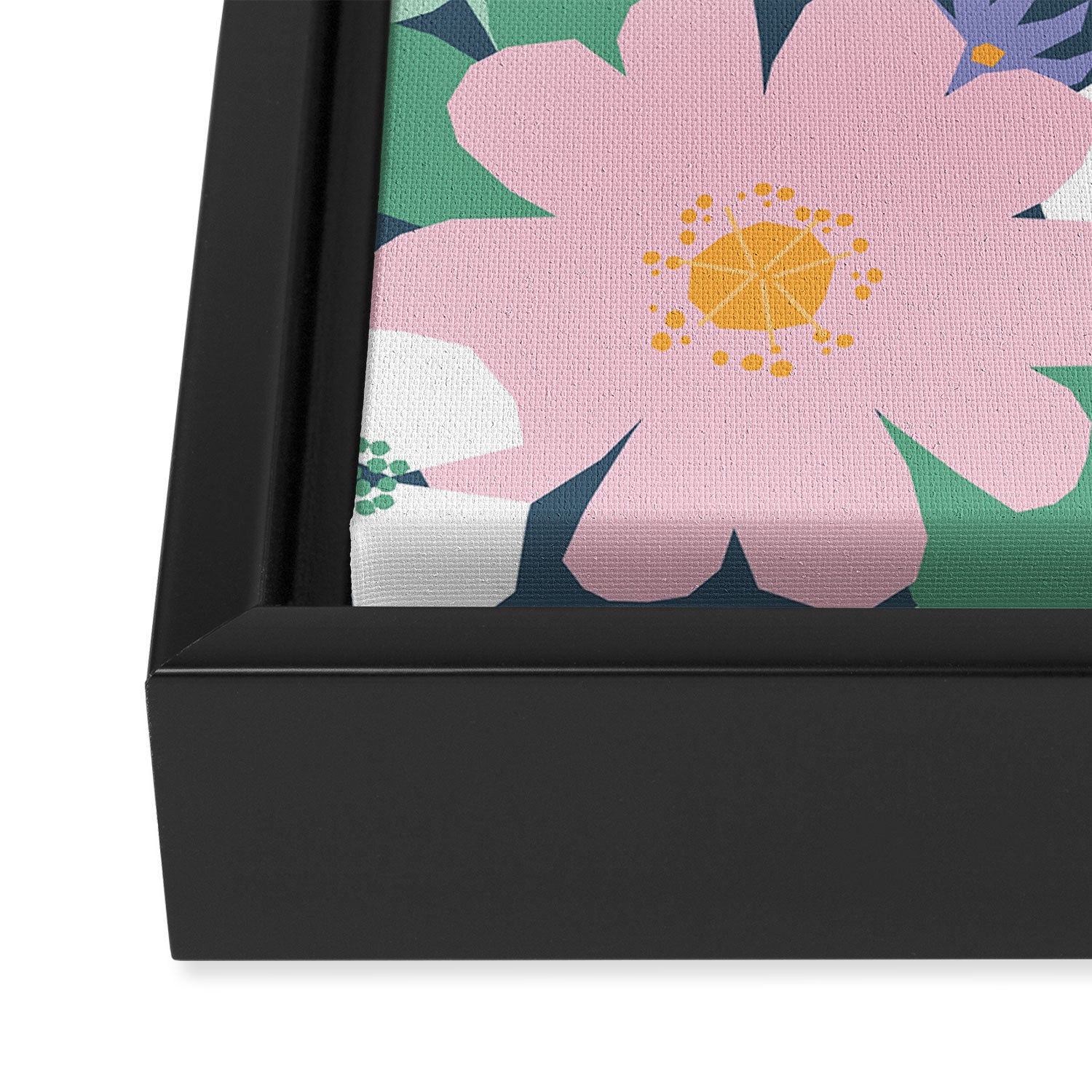 Pink and violet florals Framed Canvas Print Gallery Image 3
