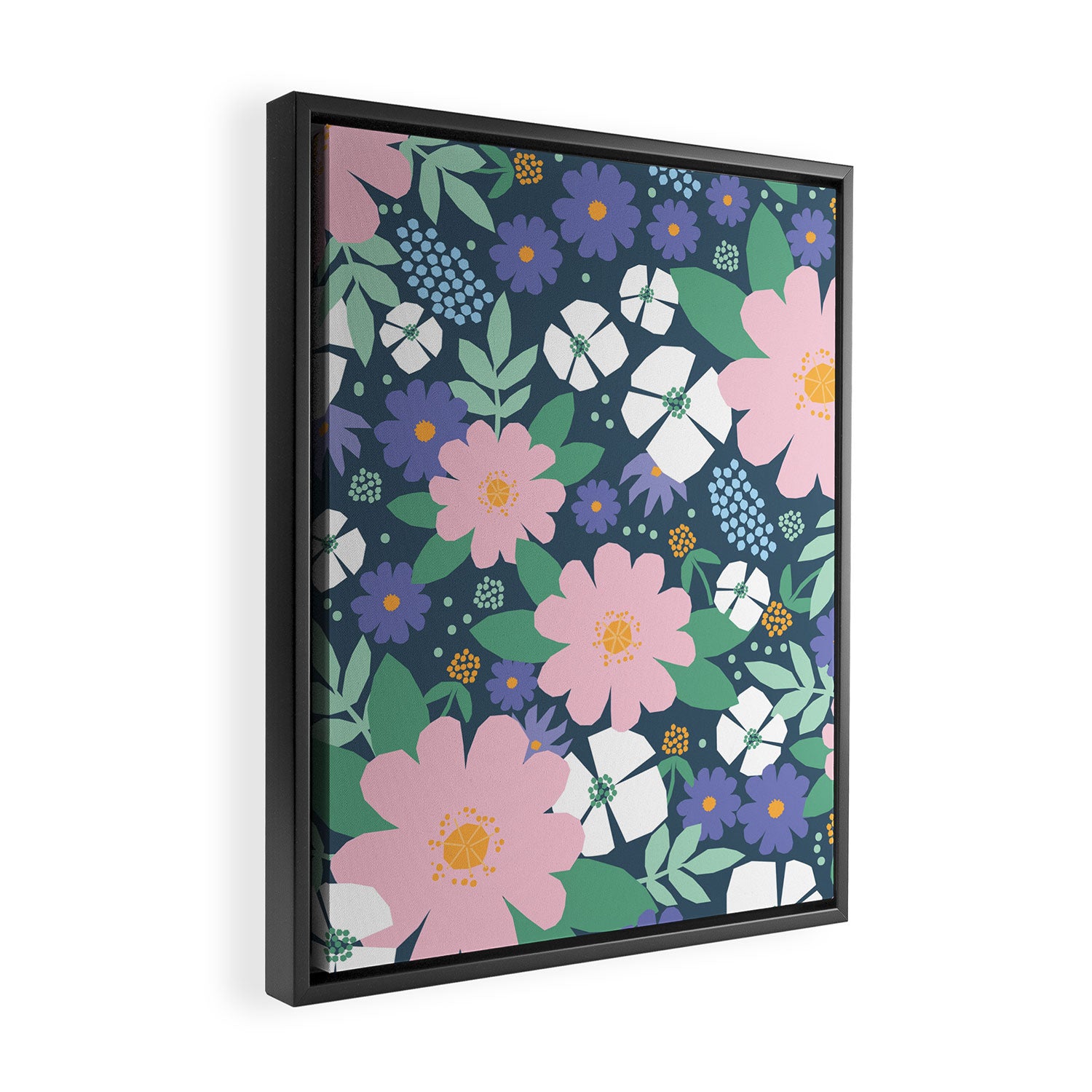Pink and violet florals Framed Canvas Print Gallery Image 2