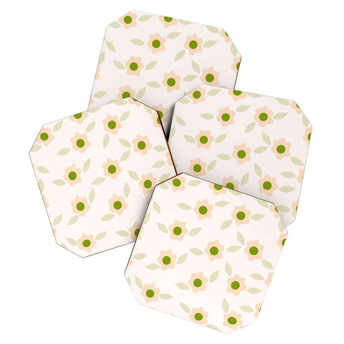 Pink daisy flower pattern Coaster Gallery Image 1