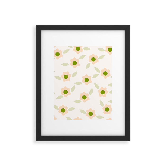 Pink daisy flower pattern Framed Art Print Gallery Image 1
