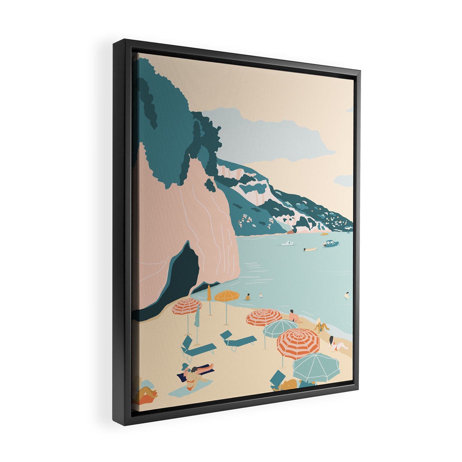 Positano Beach, Italy Framed Canvas Print Gallery Image 2