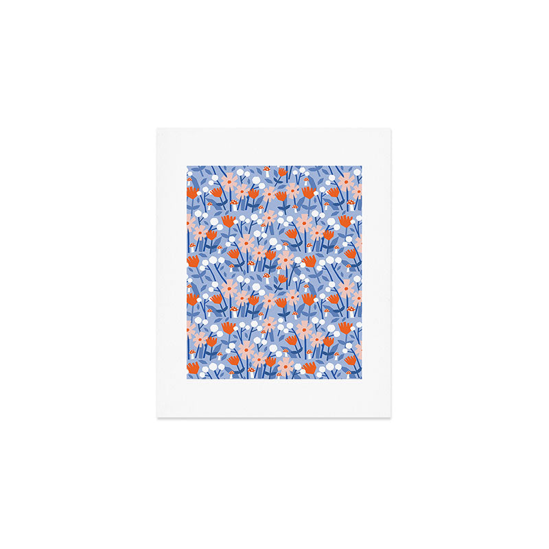 Red and blue spring flowers  Art Print Gallery Image 1