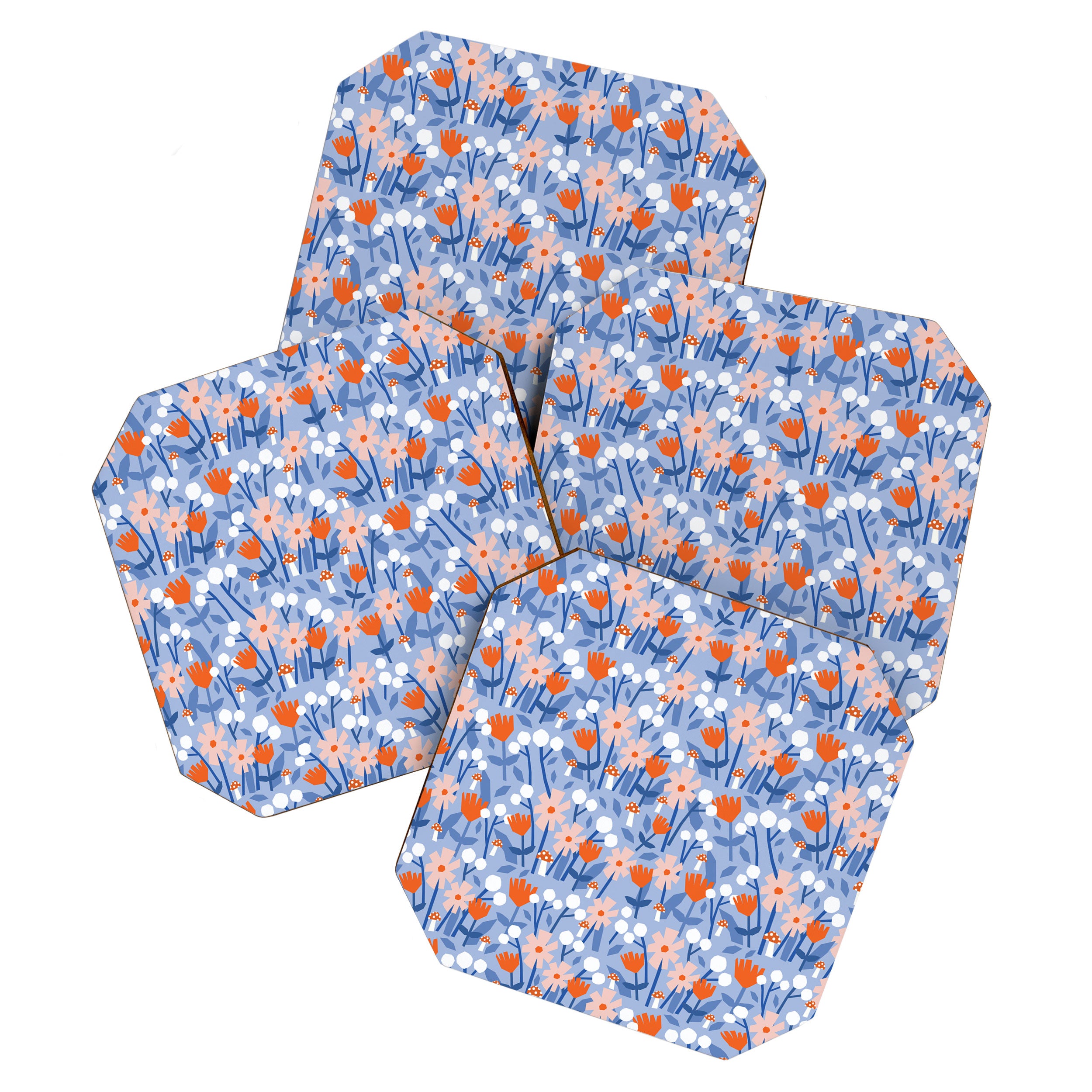 Red and blue spring flowers  Coaster Gallery Image 1