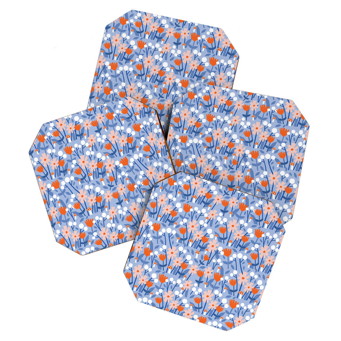 Red and blue spring flowers  Coaster Gallery Image 1