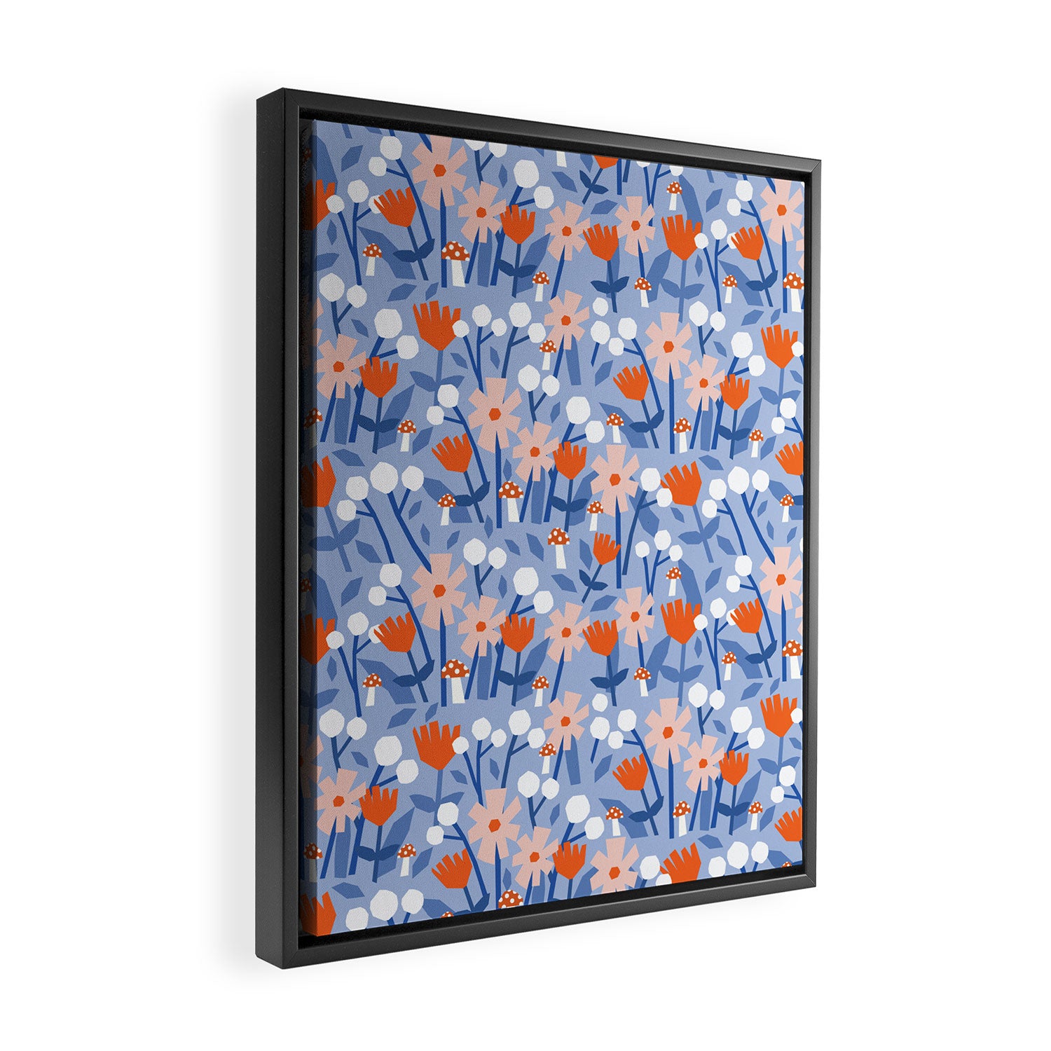 Red and blue spring flowers  Framed Canvas Print Gallery Image 2