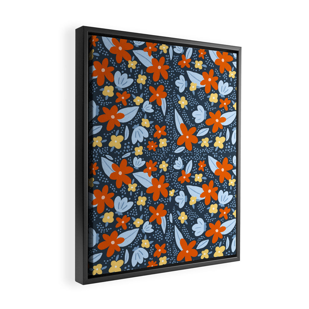 Red and yellow flowers pattern Framed Canvas Print Gallery Image 2