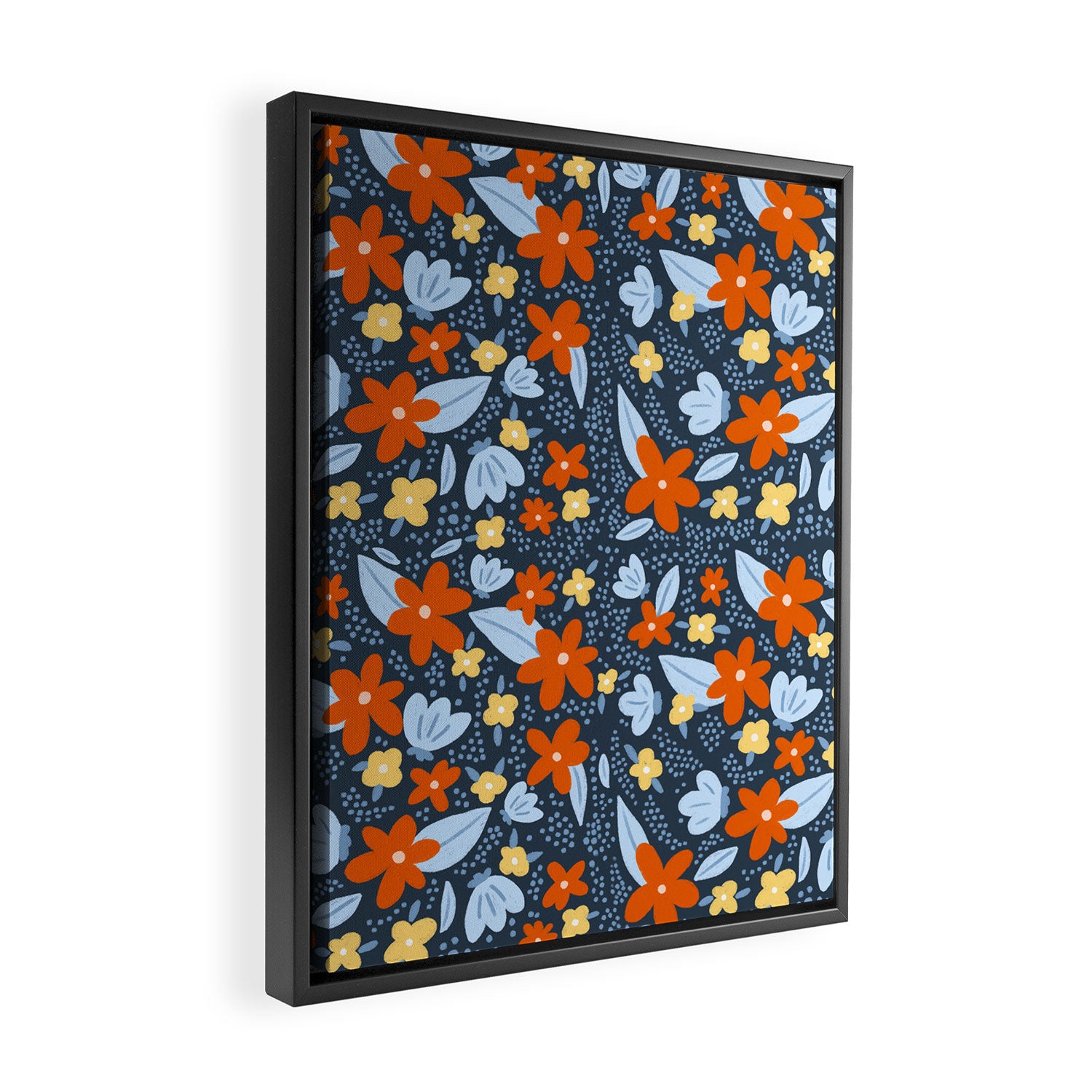 Red and yellow flowers pattern Framed Canvas Print Gallery Image 2