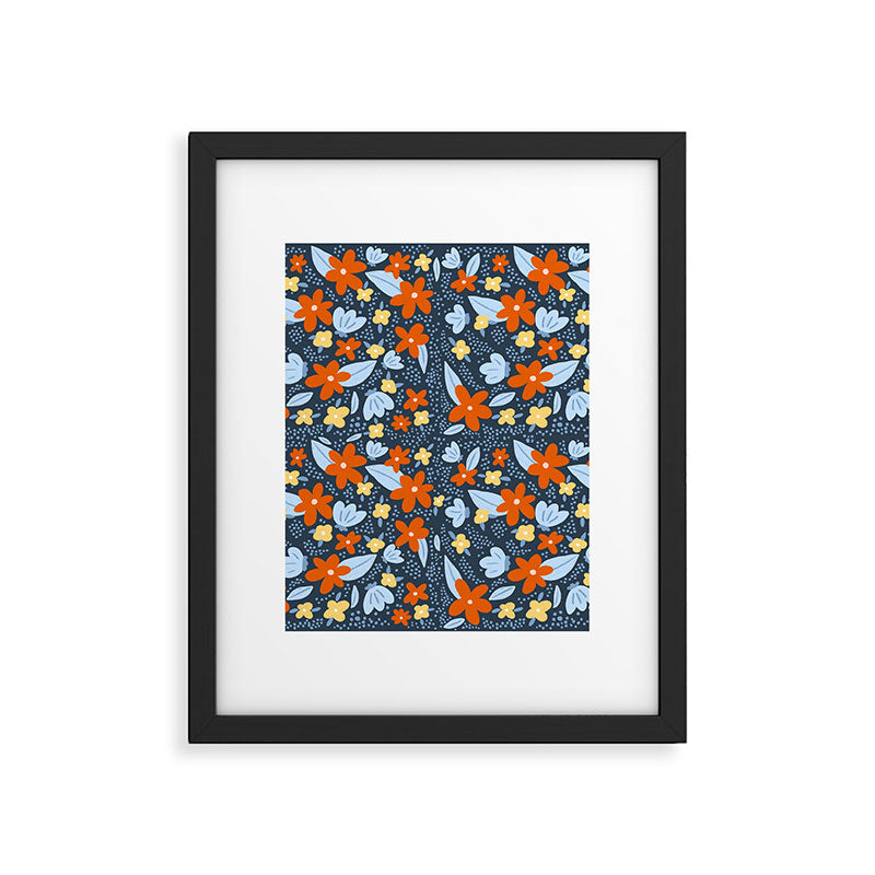 Red and yellow flowers pattern Framed Art Print Gallery Image 6