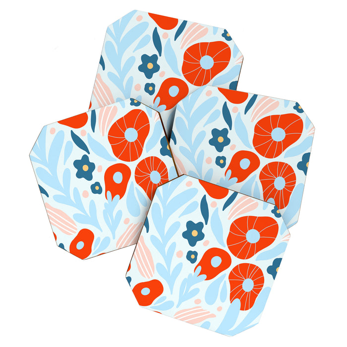 Red flowers Coaster Gallery Image 1