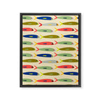 Sardines pattern in red green blue and gray Framed Canvas Print Gallery Image 8