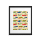 Sardines pattern in red green blue and gray Framed Art Print Gallery Image 6