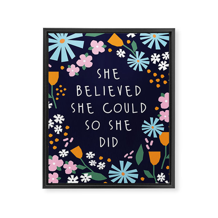 She believe she could so she did Framed Canvas Print Gallery Image 1