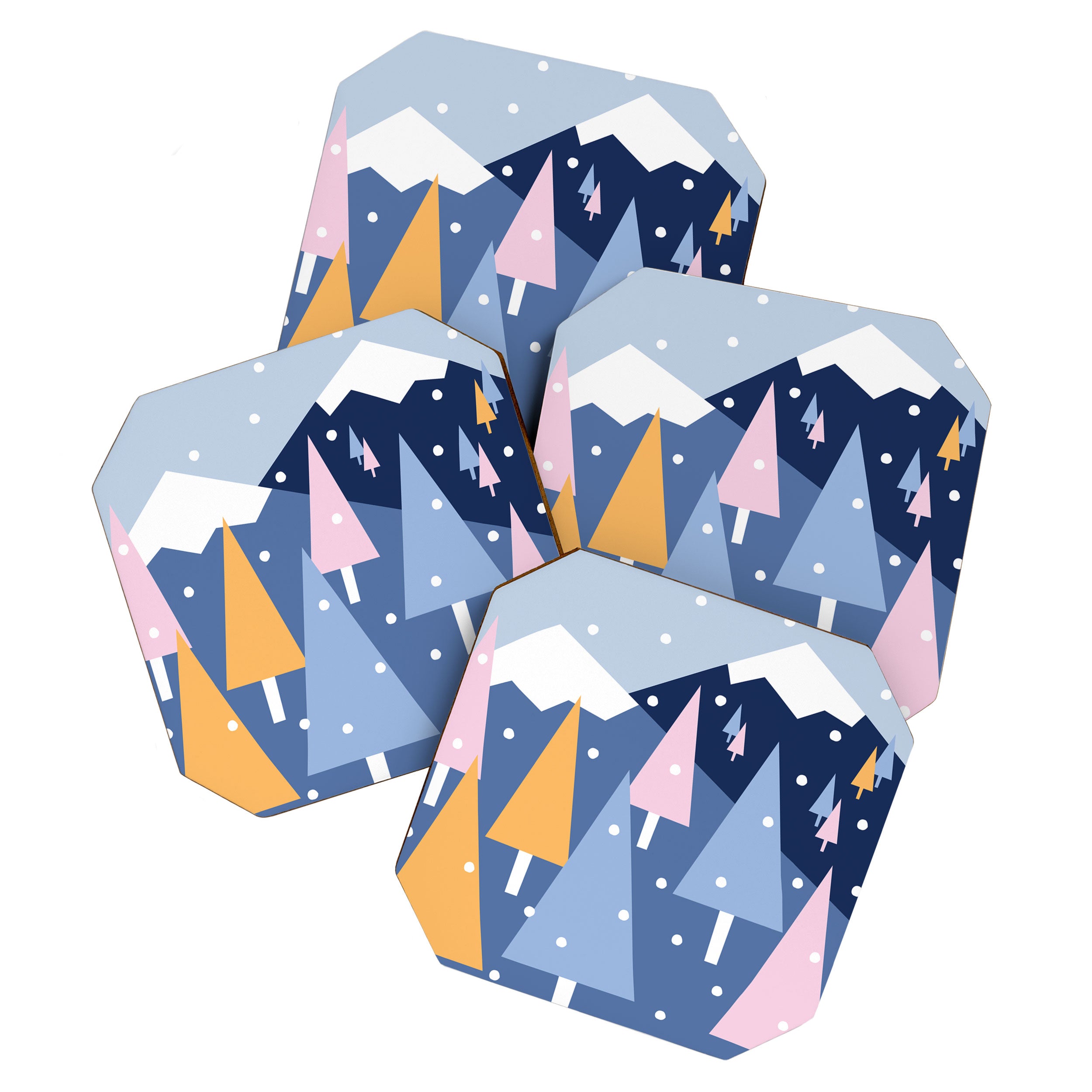 Snowy mountains and trees Coaster Gallery Image 1