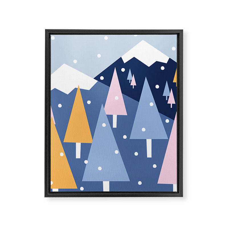 Snowy mountains and trees Framed Canvas Print Gallery Image 8