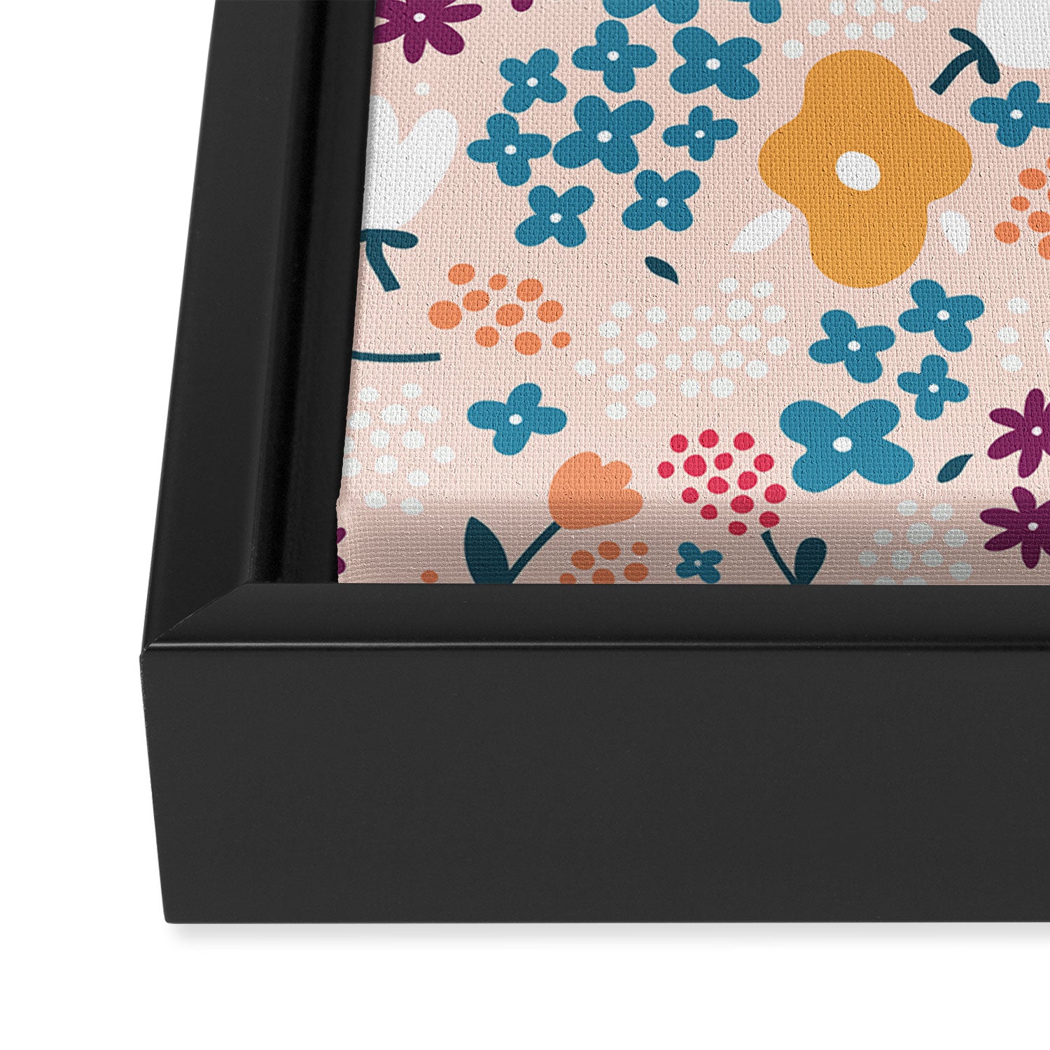 Tiny little flowers on pink background Framed Canvas Print Gallery Image 3